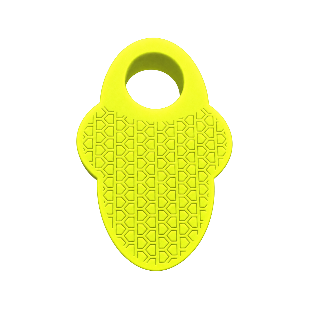 Neon Lemon Hit Hero baseball thumb guard, rear view showing the grip texture