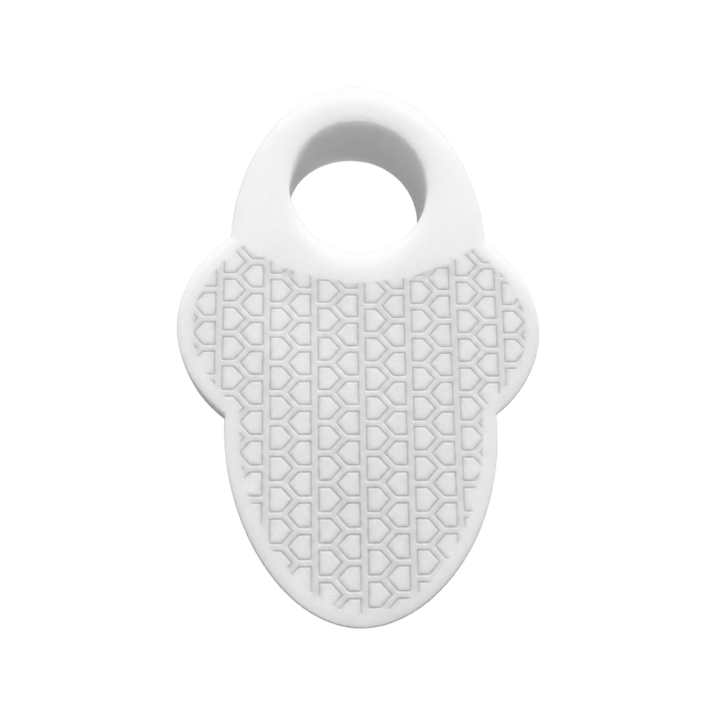 White Hit Hero baseball thumb guard, rear view showing the grip texture