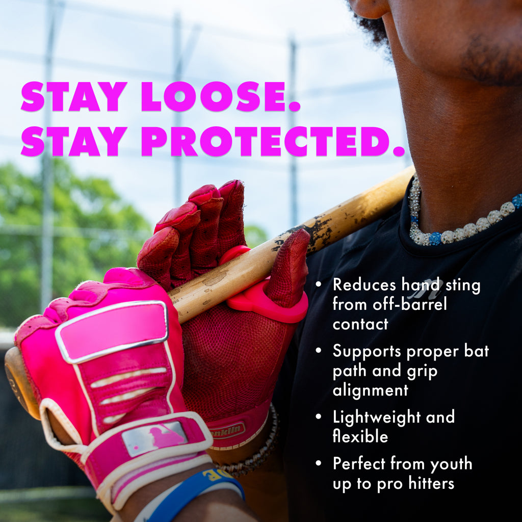 Hit Hero baseball thumb guard for reducing bat sting on inside pitches